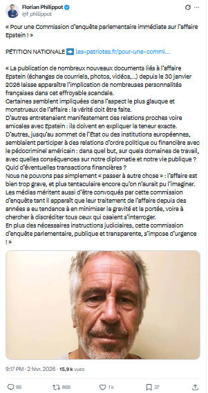 Florian Philippot: Pour une Commission d’enquête parlementaire...