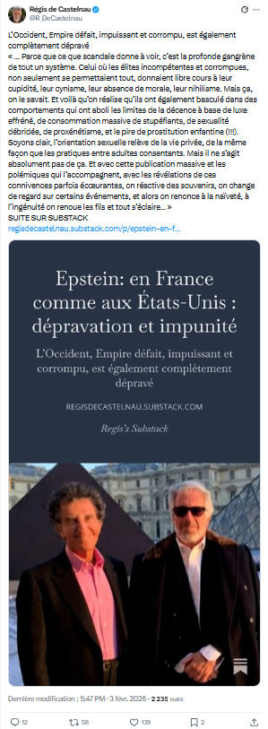 Régis de Castelnau: L’Occident, Empire défait, impuissant et corrompu...