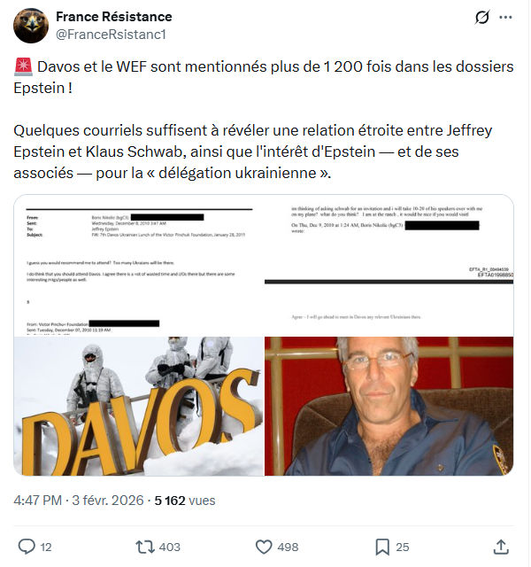France Résistance: Davos et le WEF sont mentionnés plus de 1 200...