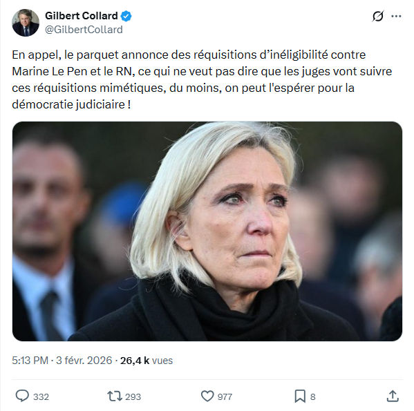 Gilbert Collard: En appel, le parquet annonce des réquisitions...