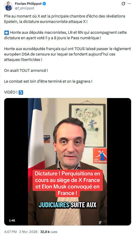 Florian Philippot: Pile au moment où X est la principale chambre...