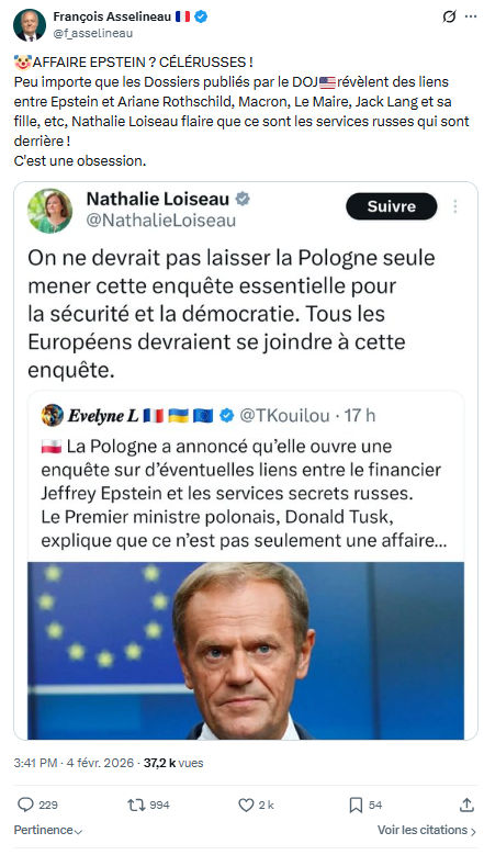 Francois Asselineau: AFFAIRE EPSTEIN ? CÉLÉRUSSES...