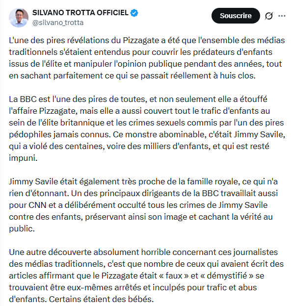 Silvano Trotta: L'une des pires révélations du Pizzagate...
