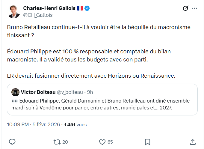 Charles-Henri Gallois: Bruno Retailleau continue-t-il à vouloir...