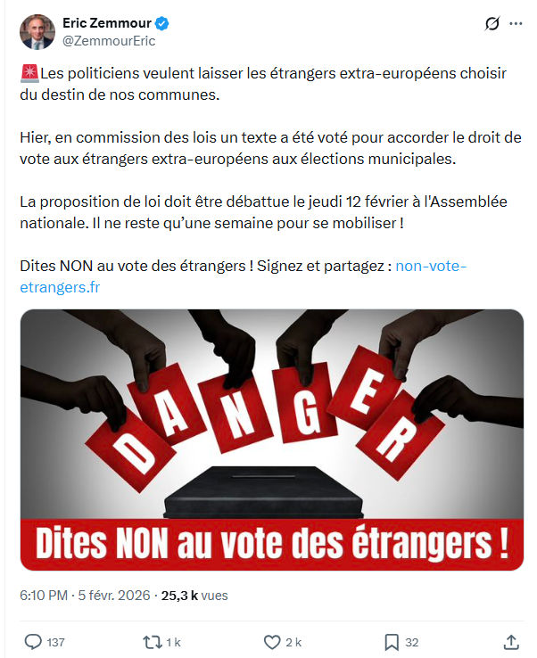 Eric Zemmour: Les politiciens veulent laisser les étrangers...