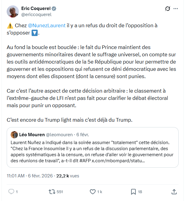 Eric Coquerel: Chez  @NunezLaurent...