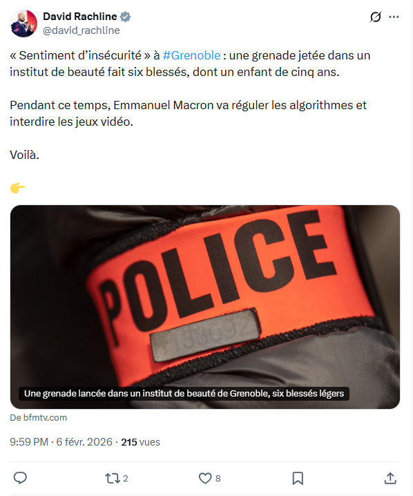 David Rachline: « Sentiment d’insécurité » à #Grenoble...
