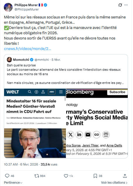 Philippe Murer: Même loi sur les réseaux sociaux en France...