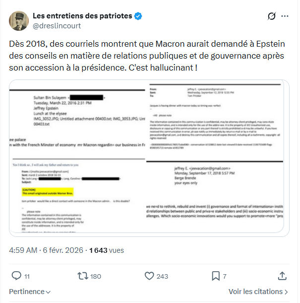 Marquis de Dreslincourt: Dès 2018, des courriels montrent que Macron...