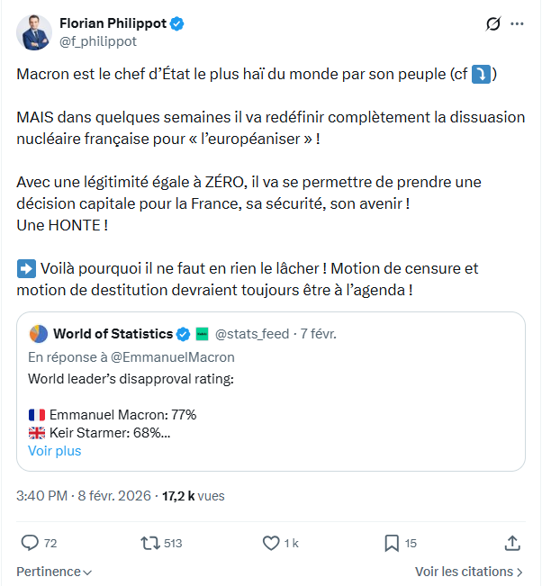 Florian Philippot: Macron est le chef d’État le plus haï du monde...
