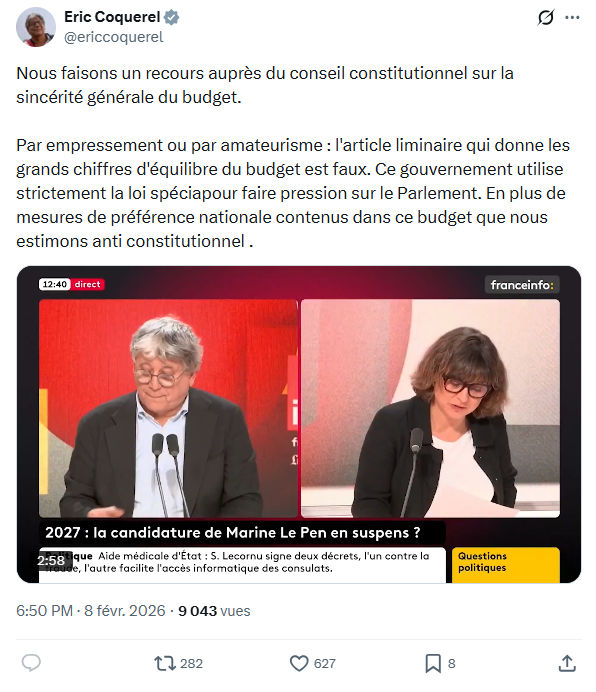 Eric Coquerel: Nous faisons un recours auprès du conseil...