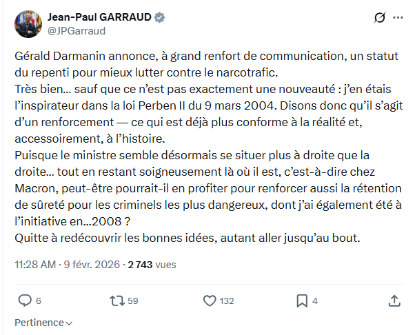 Jean-Paul Garraud: Gérald Darmanin annonce, à grand renfort de communication...