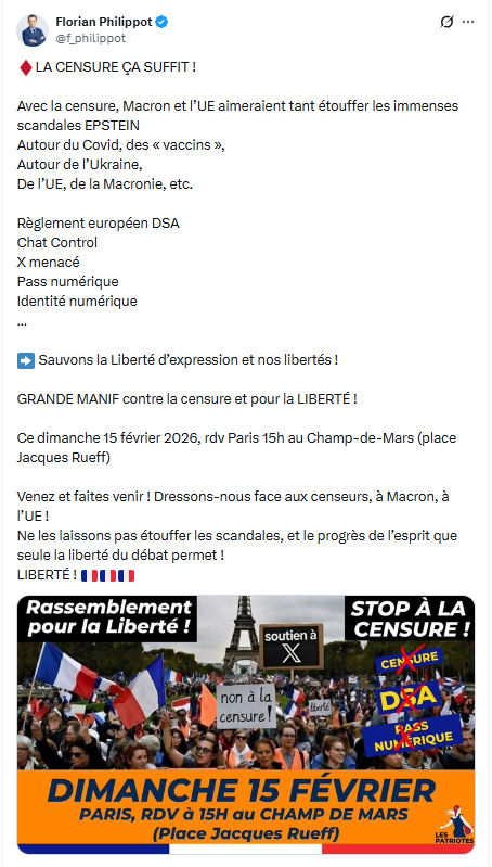 Florian Philippot: LA CENSURE ÇA SUFFIT...