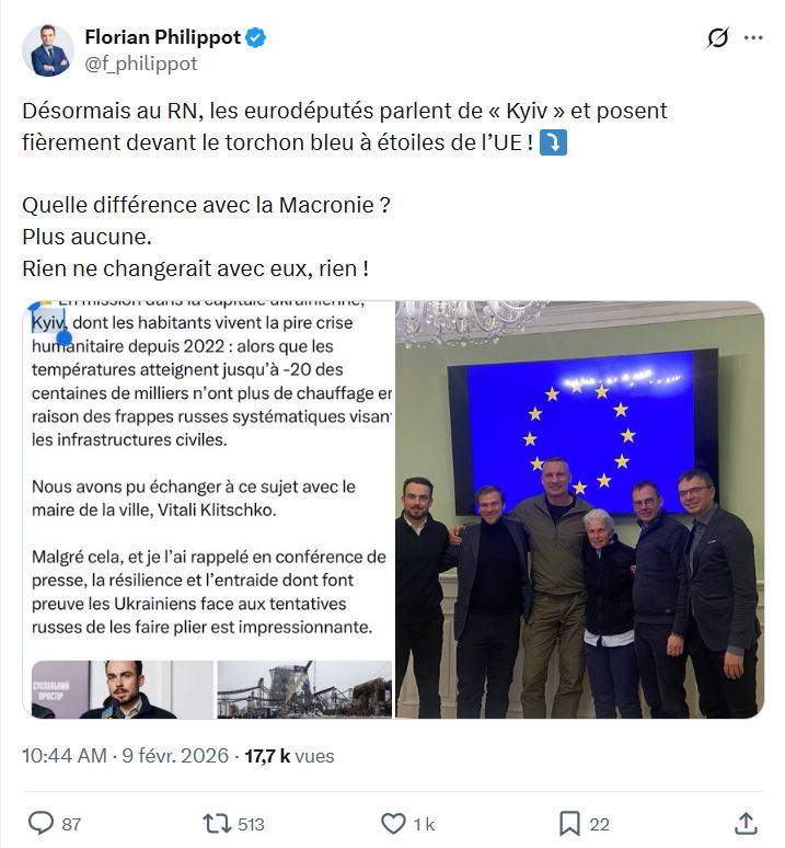 Florian Philippot: Désormais au RN, les eurodéputés parlent de « Kyiv »...