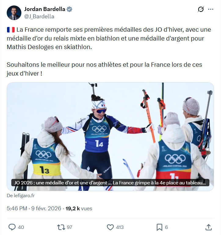 Jordan Bardella: La France remporte ses premières médailles...
