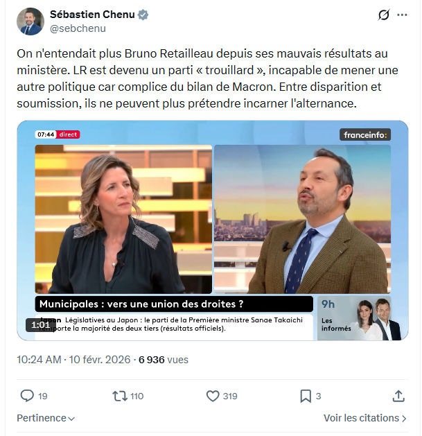 Sébastien Chenu: On n'entendait plus Bruno Retailleau depuis ses mauvais...