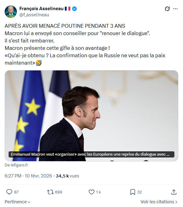 Francois Asselineau: APRÈS AVOIR MENACÉ POUTINE PENDANT 3 ANS...