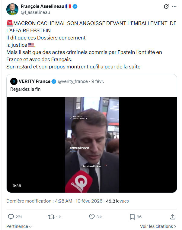 Francois Asselineau: MACRON CACHE MAL SON ANGOISSE DEVANT...