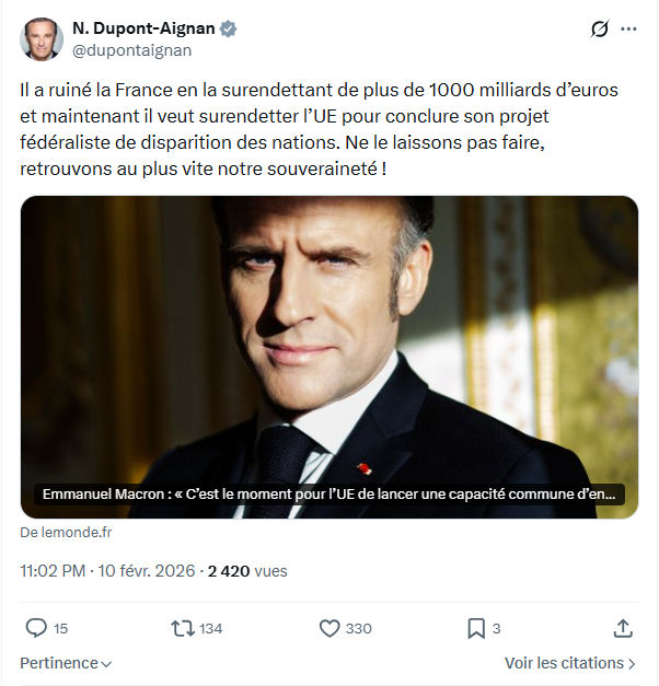 Nicolas Dupont-Aignan: Il a ruiné la France en la surendettan...
