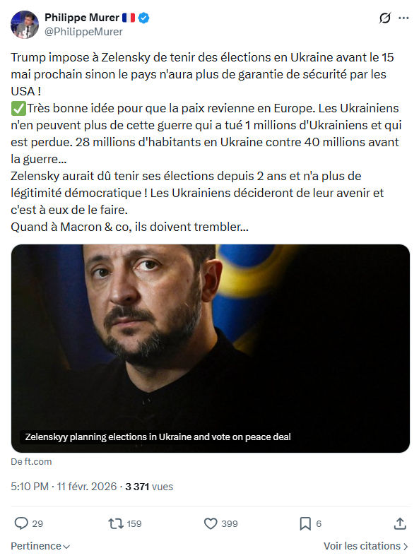 Philippe Murer: Trump impose à Zelensky de tenir des élections...