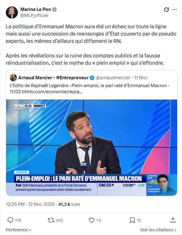 Marine Le Pen: La politique d’Emmanuel Macron aura...