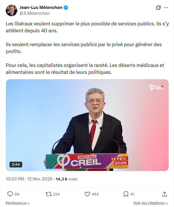Jean-Luc Mélenchon: Les libéraux veulent supprimer le plus possible...