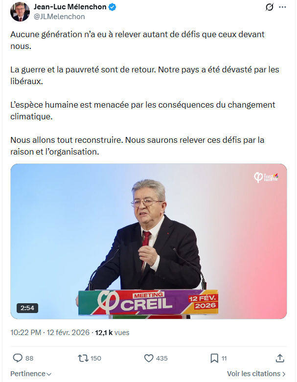 Jean-Luc Mélenchon: Aucune génération n’a eu à relever autant...