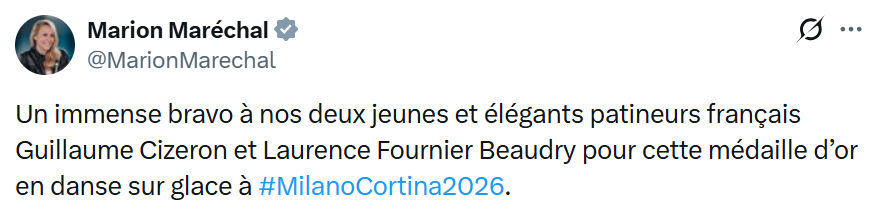 Marion Maréchal- Le Pen: Un immense bravo à nos deux jeunes et élégants...