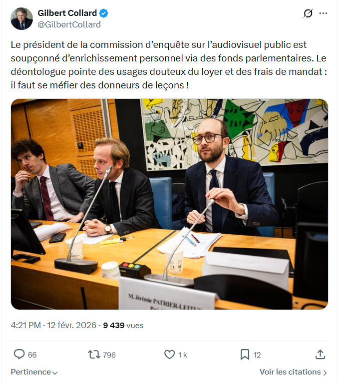 Gilbert Collard: Le président de la commission d’enquête sur l’audiovisuel public...
