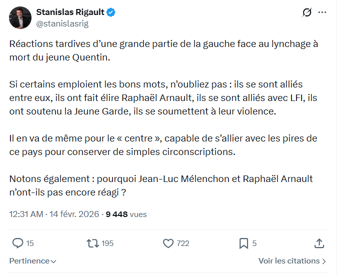 Stanislas Rigault: Réactions tardives d’une grande partie...