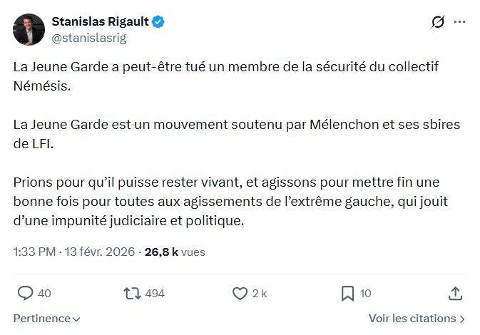 Stanislas Rigault: La Jeune Garde a peut-être...