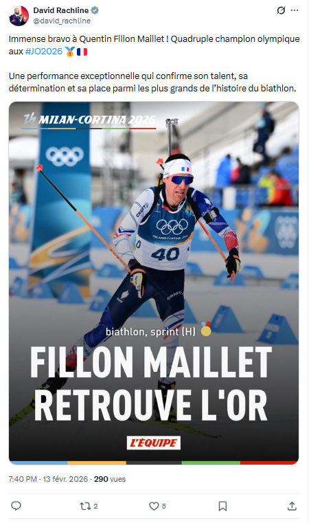 David Rachline: Immense bravo à Quentin Fillon Maillet...