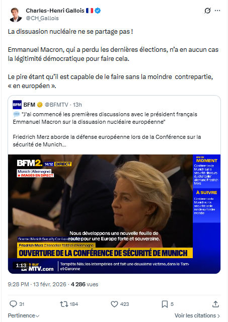 Charles-Henri Gallois: La dissuasion nucléaire ne se partage pas...