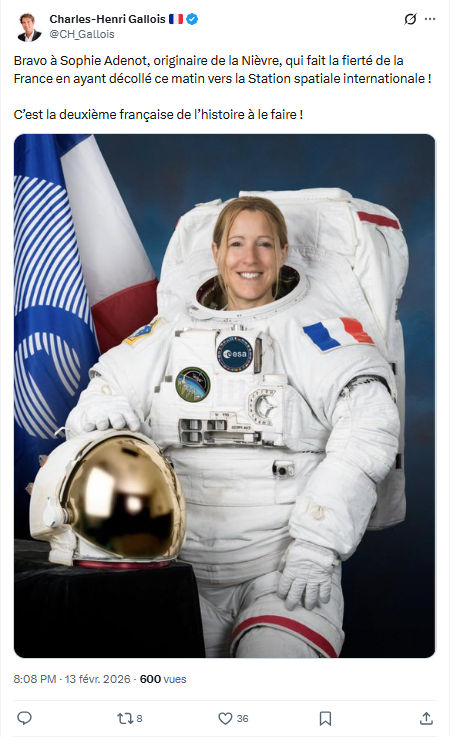 Charles-Henri Gallois: Bravo à Sophie Adenot...