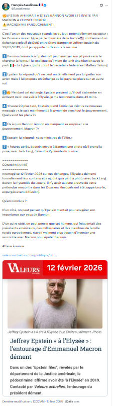 Francois Asselineau: EPSTEIN AFFIRMAIT À STEVE BANNON AVOIR...