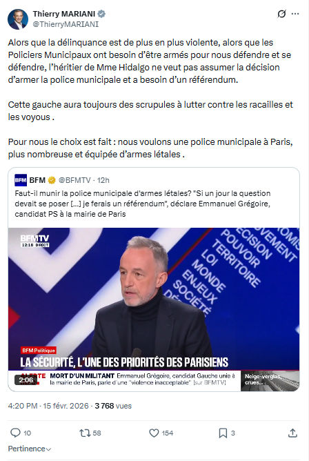 Thierry Mariani: Alors que la délinquance est de plus en plus violente...