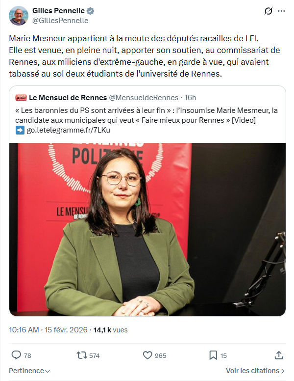 Gilles Pennelle: Marie Mesneur appartient à la meute des députés...