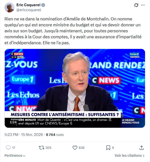 Eric Coquerel: Rien ne va dans la nomination...