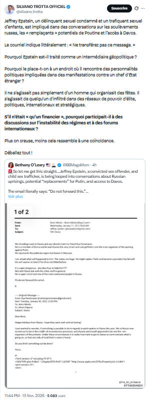 Silvano Trotta: Jeffrey Epstein, un délinquant sexuel condamné...