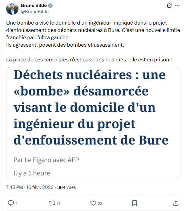 Bruno Bilde: Une bombe a visé le domicile...