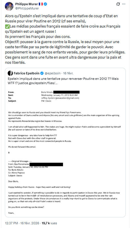 Philippe Murer: Alors qu’Epstein s’est impliqué dans une tentative...