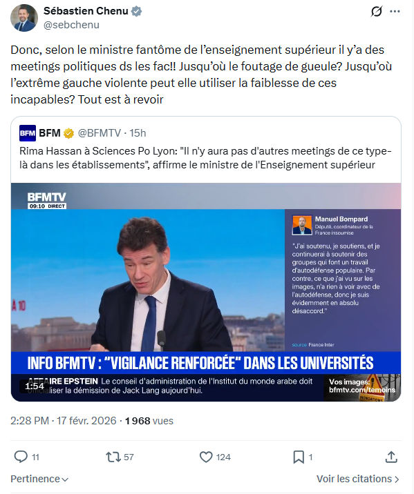 Sébastien Chenu: Donc, selon le ministre fantôme de l’enseignement...