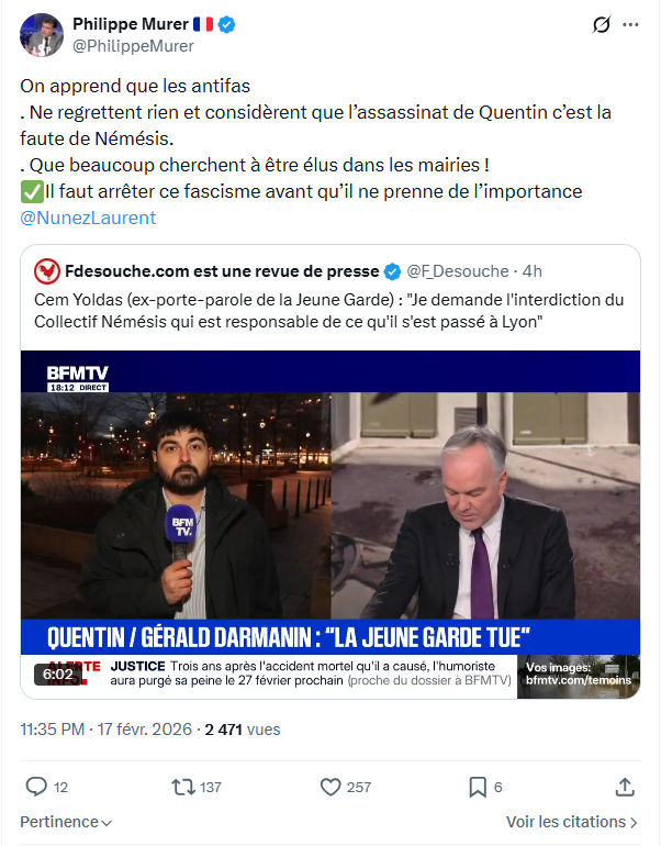 Philippe Murer: On apprend que les antifas...