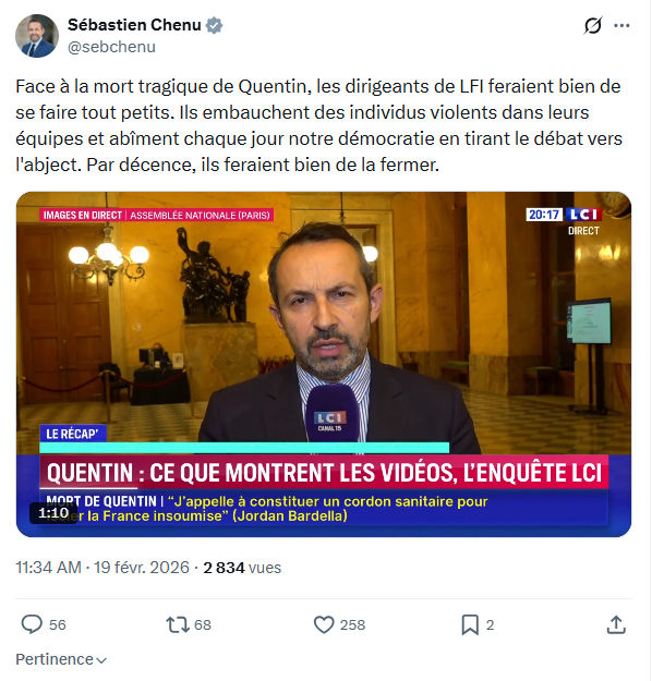 Sébastien Chenu: Face à la mort tragique de Quentin...
