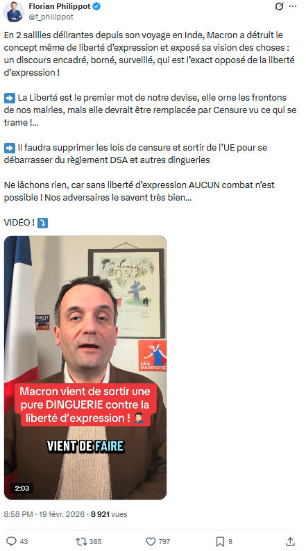 Florian Philippot: En 2 saillies délirantes depuis son voyage...