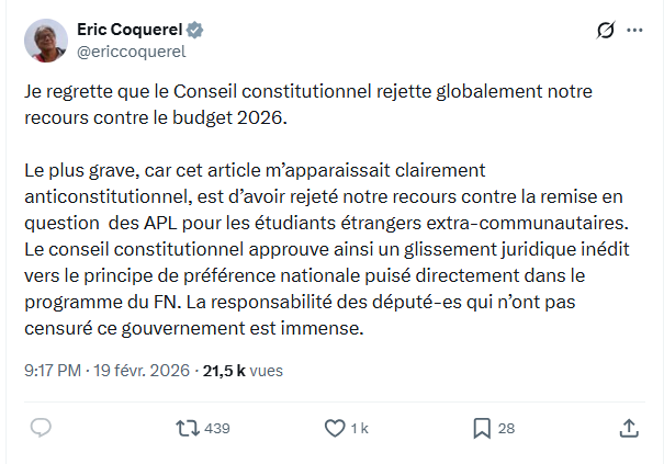 Eric Coquerel: Je regrette que le Conseil constitutionnel...