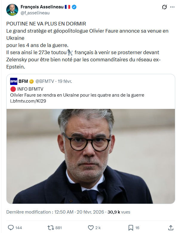 Francois Asselineau: POUTINE NE VA PLUS EN DORMIR...