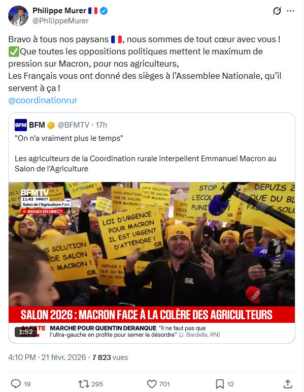 Philippe Murer: Bravo à tous nos paysans...