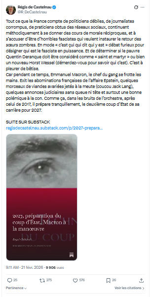 Régis de Castelnau: Tout ce que la France compte de politiciens débiles...