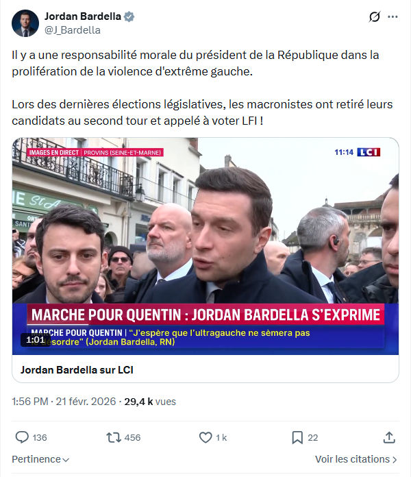 Jordan Bardella: Il y a une responsabilité morale du président...